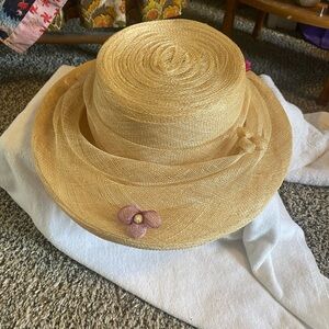 Floral Straw hat senimay style mesh